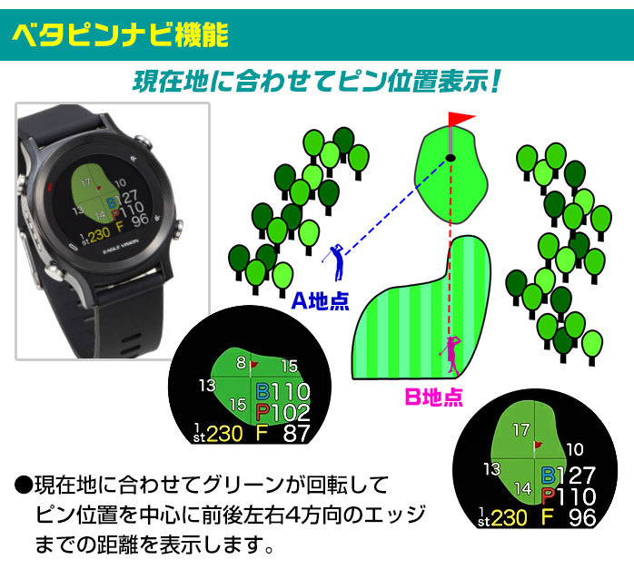 イーグルビジョン watch ACE EV-933 腕時計型 GPS ゴルフ ナビ オート