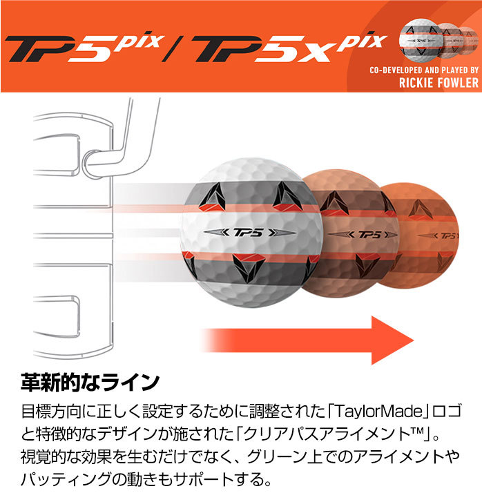 テーラーメイド ゴルフ ボール TP5 TP5X PIX 1ダース 12球入 5ピース