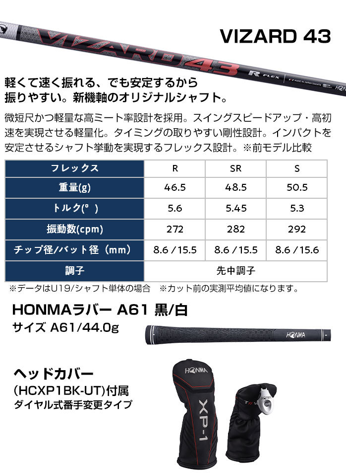 店頭展示品 新品未使用 ホンマ ゴルフ TOUR WORLD XP-1 ユーティリティ 19° 22° 25° VIZARD 43 本間 HONMA  : honma-ut-010 : ゴルフパートナー 別館 - 通販 - Yahoo!ショッピング