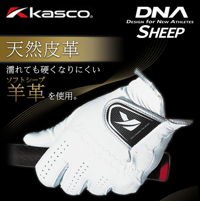 キャスコ ゴルフ DNA SHEEP 羊革 グローブ GF-2012 左手用 天然 皮革 シープ ブラック ホワイト kasco :kasco -glove-001:ゴルフパートナー 別館 通販 
