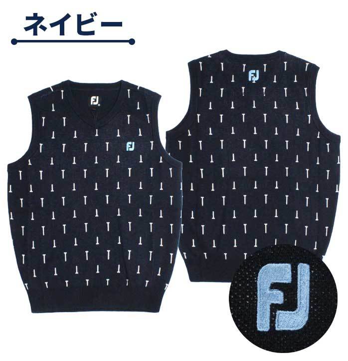 フットジョイ ゴルフ メンズ Vネック ベスト FJ-F20-M03 FJロゴ ティー柄 ウール混 M L XL 2XL FOOTJOY