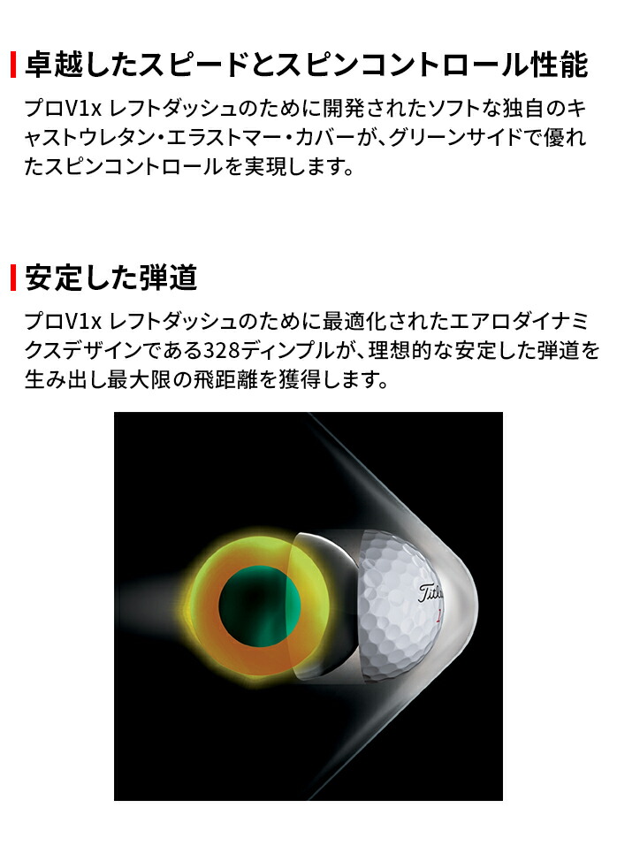 Titleist（タイトリスト） ゴルフ ボール PRO V1x LEFT DASH プロ