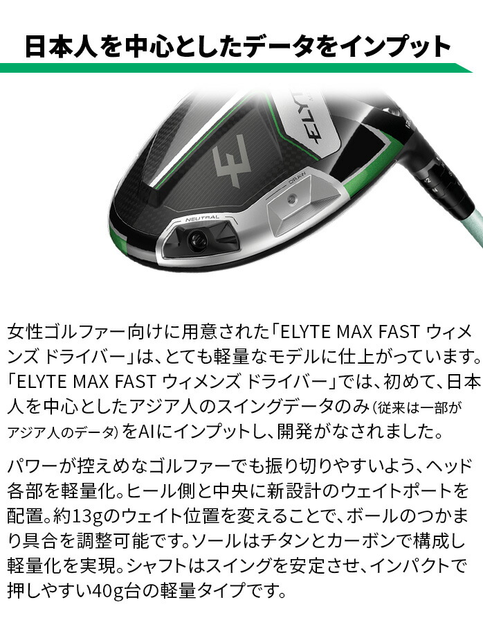 ELYTE 訳アリ品 新品未使用 キャロウェイ MAX FAST レディース
