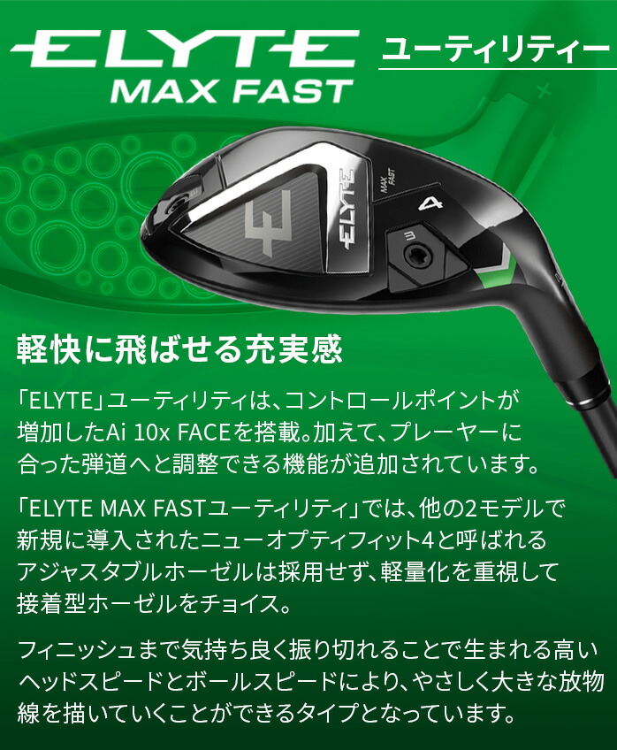 【ほぼ新品未使用】ELYTE MAX FAST 6W ユーティリティクラブ Callaway（キャロウェイ） ELYTE MAX FAST U6 ユーティリティ UT