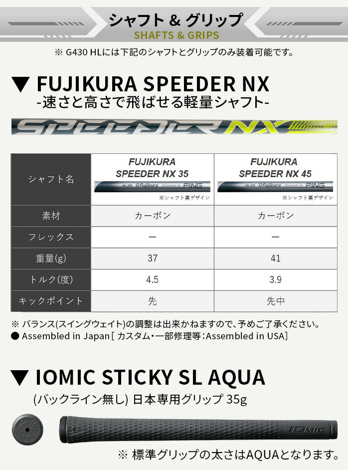 PING（ピン） ゴルフ G430 HL ユーティリティ U4 U5 SPEEDER NX 35 45