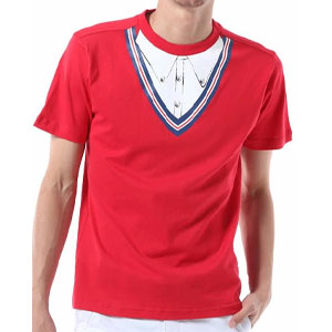 ゴルフウェア メンズ Tシャツ 半袖 夏 重ね着風 綿 コットン 100％ ギフト おもしろ 全3色...