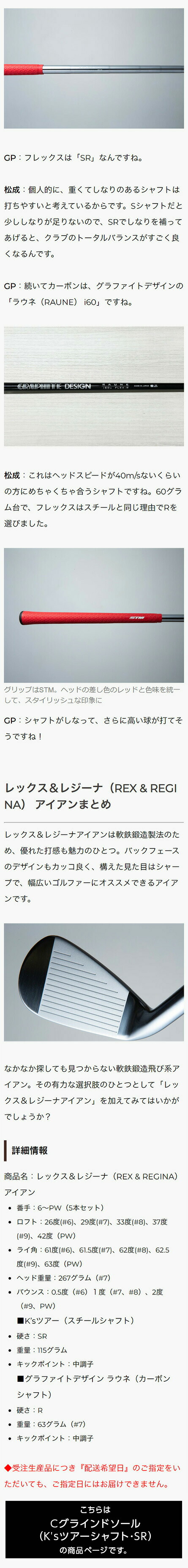 レックス レジーナ REX REGINA 軟鉄鍛造 飛び系 アイアン アイアン