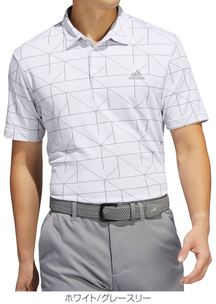 アディダス ゴルフウェア メンズ グラフィックジャカード 半袖 ポロシャツ ZQ258 2022年春夏モデル M-O