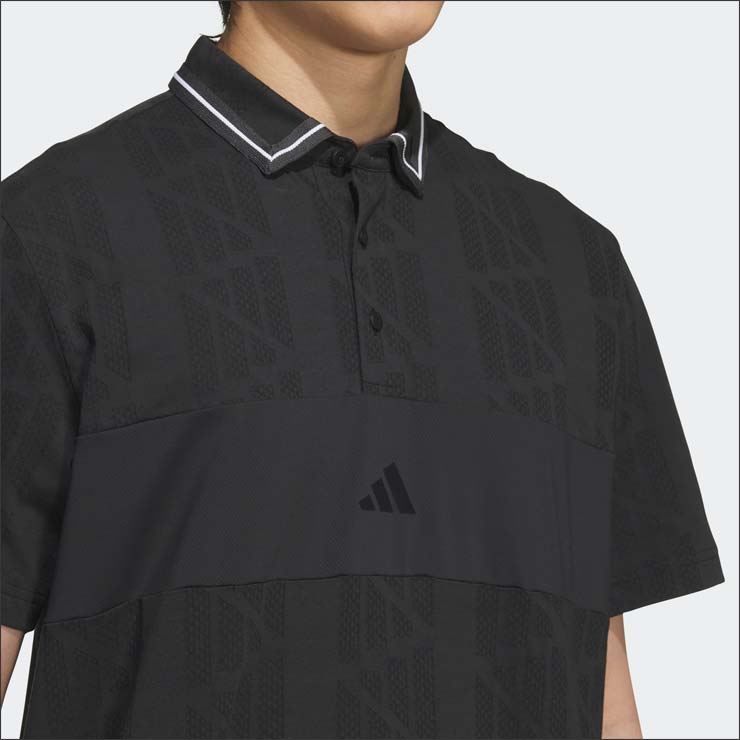 adidas アディダス 総柄 ロゴ 半袖 ポロシャツ ゴルフ ウェア 人気 adidas アディダス ゴルフ ビヨンド ザ コース ジャガード BOS