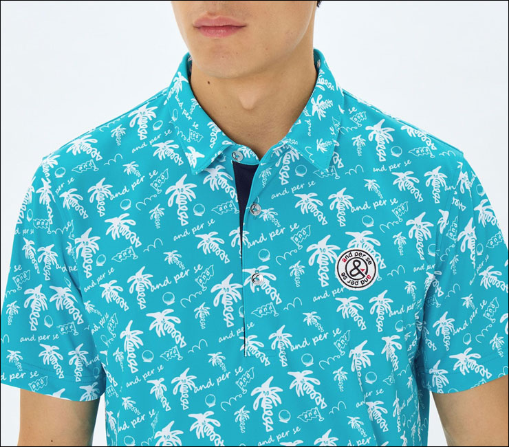 and per se（アンパスィ） ソルケアプリンテッド 椰子の木モチーフ総柄