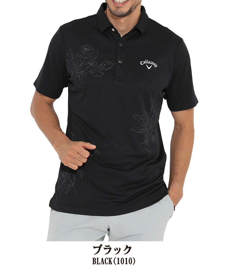 キャロウェイ メンズ ゴルフウェア クールコア フラワープリント ドビーワッフル 半袖 ポロシャツ C22134112 M-3L