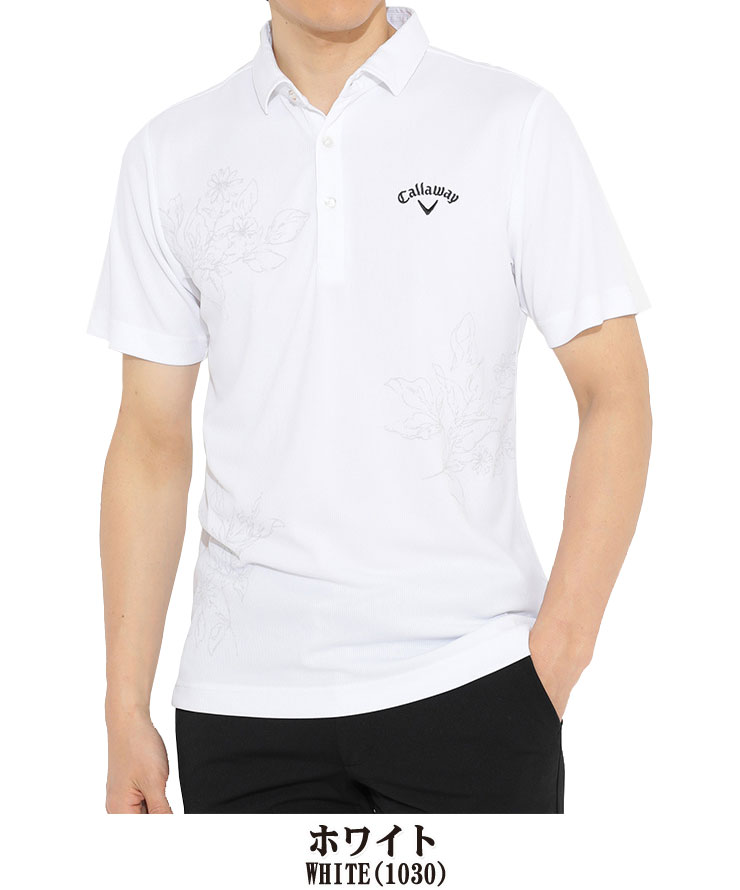 キャロウェイ メンズ ゴルフウェア クールコア フラワープリント ドビーワッフル 半袖 ポロシャツ C22134112 M-3L