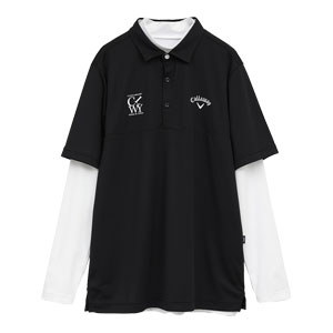 【未使用】Callaway　キャロウェイ　ポロシャツ　M　ブラック　総柄　ゴルフ Callaway（キャロウェイ） 半袖ポロシャツ + ハイネック 長袖インナー