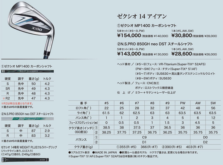 SRIXON 20％OFFクーポン対象 特注カスタムクラブ ゼクシオ 14 アイアン