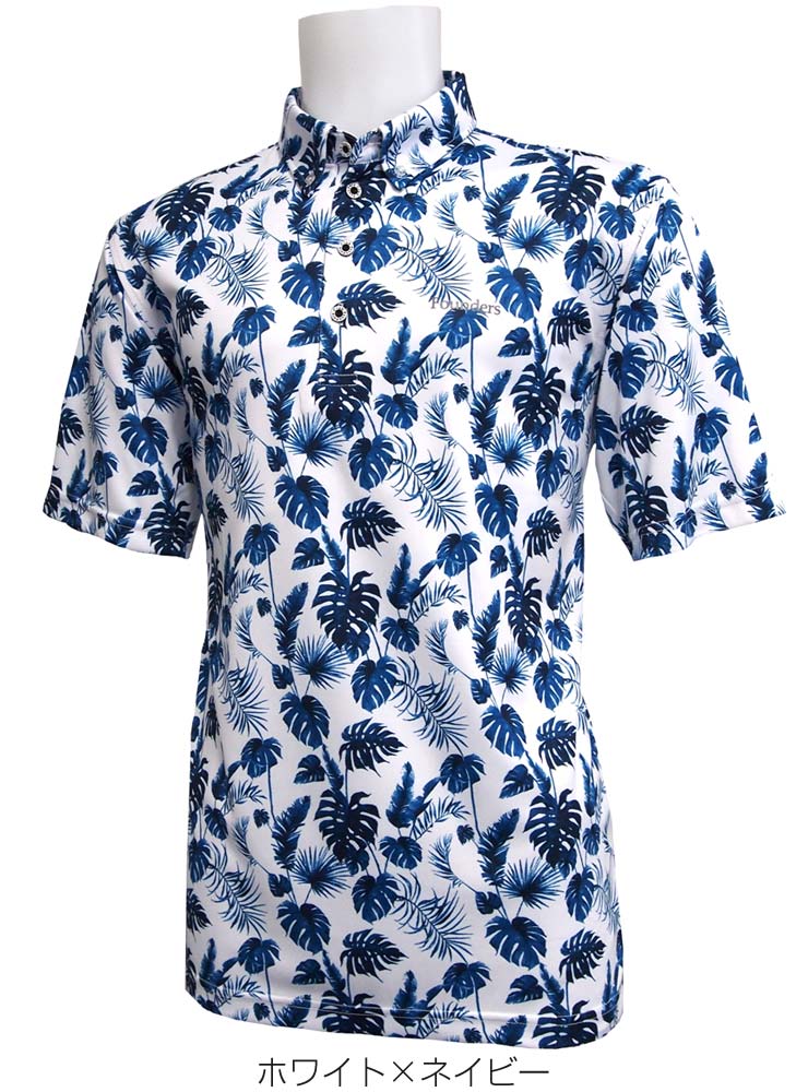 レオナール（XL）ポロシャツ/半袖/スポーツウェア /花柄/ゴルフ/トップス/紺 LEONARD SPORT レオナール スポーツ 半袖ポロシャツ ブラック系