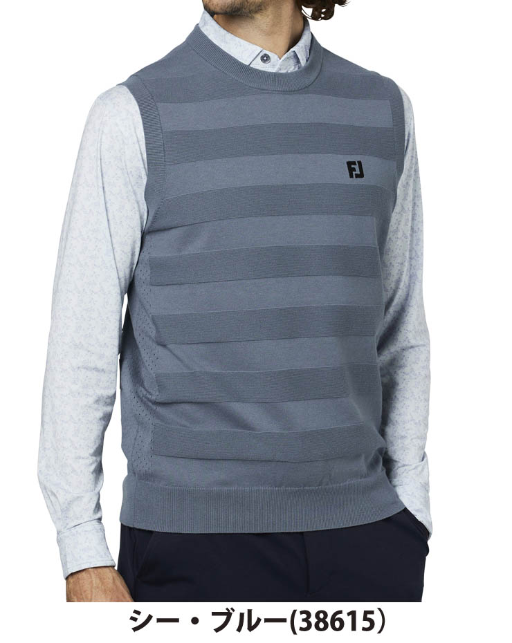 FootJoy（フットジョイ） 編地切替ボーダー クルーネック ニットベスト