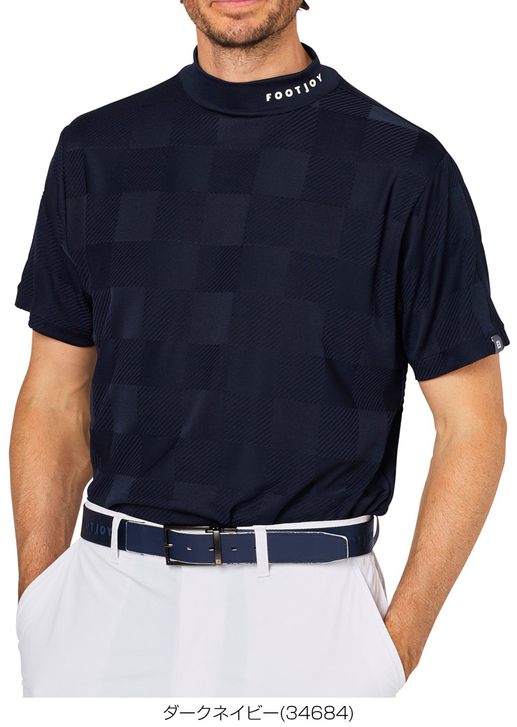 FootJoy（フットジョイ） チェックジャカード モックネック 半袖シャツ