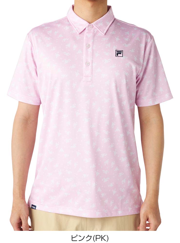 FILA GOLF フィラゴルフ 総柄 半袖 ポロシャツ ウェア メンズ M