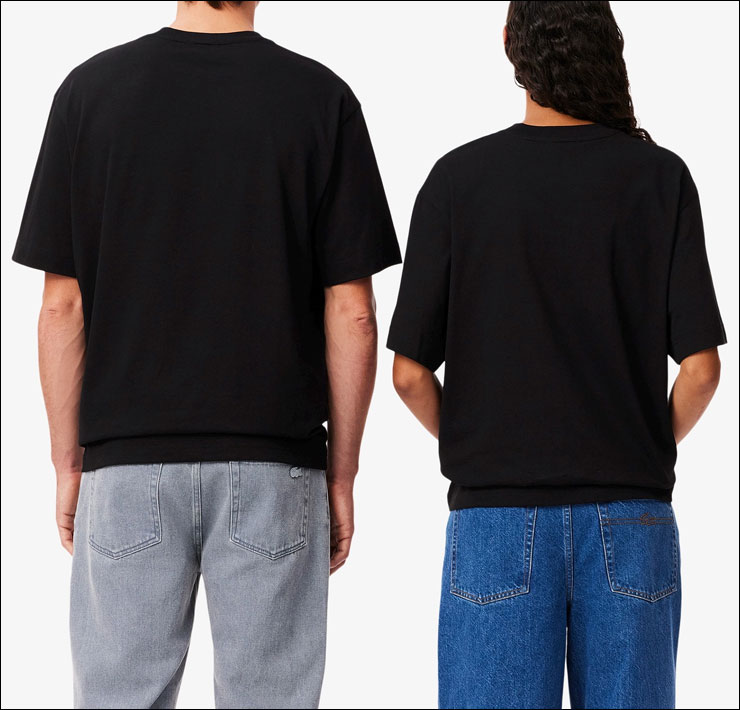 【関税込み】Lacoste ブラック ルーズフィット Tシャツ ラコステ LACOSTE L.12.12ルーズフィット（ブラック） -靴