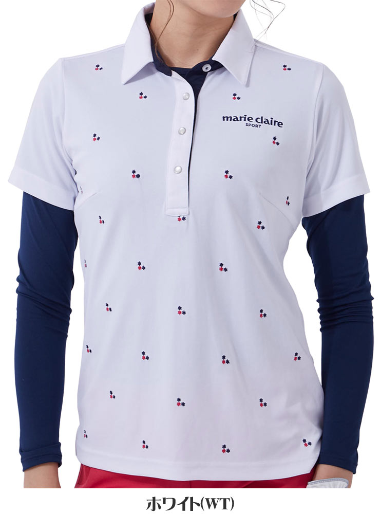 マリクレール ゴルフ レディースウェア カノコ 飛び柄 半袖ポロシャツ 