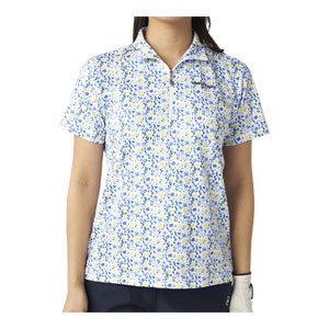 Marie Claire（マリ クレール） 花柄 ハーフジップ 半袖シャツ ゴルフ