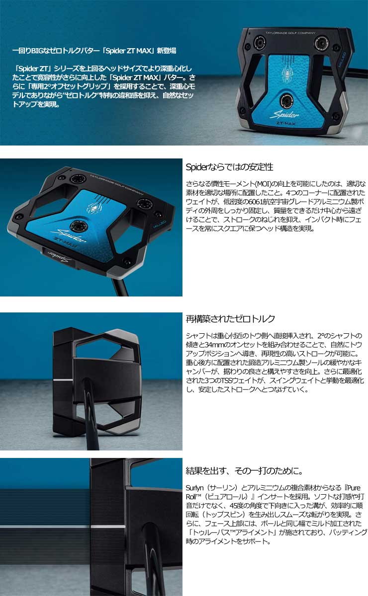 TaylorMade（テーラーメイド） スパイダー ZT-MAX パター : ゴルフ