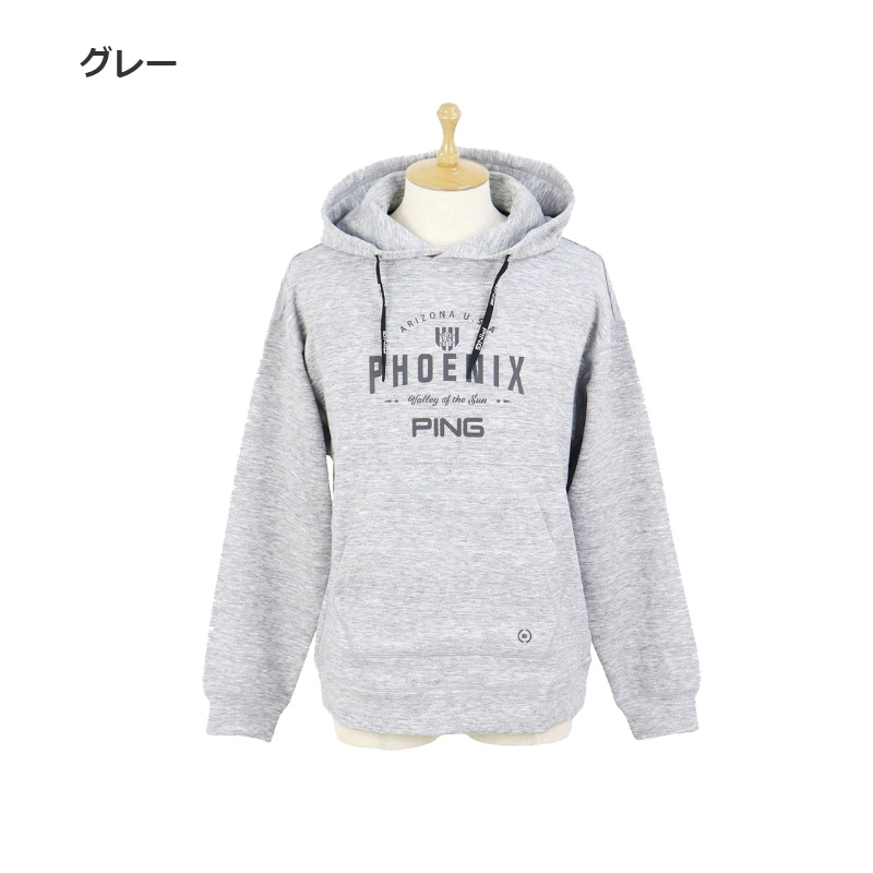 【美品】PING ホワイトフーディ メンズ　　パーカー　M PING（ピン） パフォーマンスライン 全方向ストレッチ 裏起毛