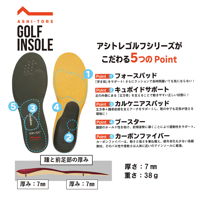 BMZ アシトレ ゴルフ カーボン インソール ユニセックス : Golf Shop