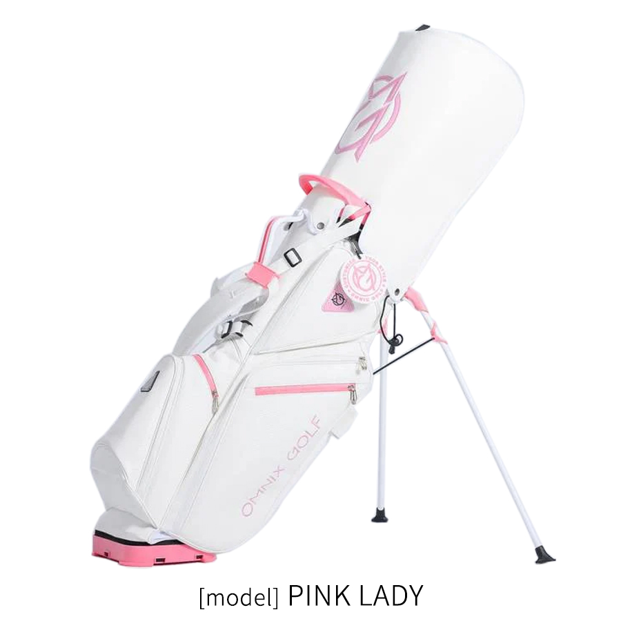 訳ありOMNIX GOLF 8.5型　スタンドキャディバッグ ホワイト　ピンク OMNIX GOLF JAPAN ゴルフ スタンド キャディバッグ Carbon Texture