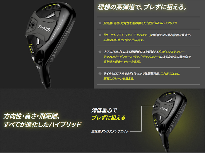 PING G430 ハイブリッド 4H(22度）右用 PING標準シャフト ALTA J
