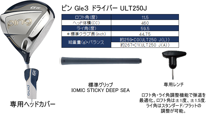 ピン Gle３ ドライバー ULT250J PING レディスモデル 左右有 日本正規