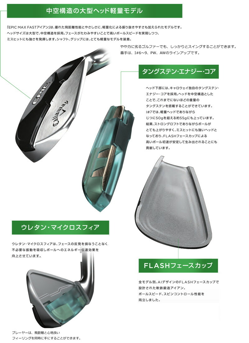 お得爆買い キャロウェイ スチールシャフト 日本正規品 2021 ゴルフギアサージ - 通販 - PayPayモール エピック マックス ファスト アイアン 単品（I#6）N.S.PRO 950GH neo 正規品格安