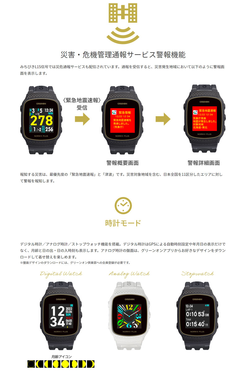 ラウンド用品・アクセサリー THE GOLF WATCH NORM II PLUS Model G020 THE GOLF WATCH NORM II PLUS | GREENON