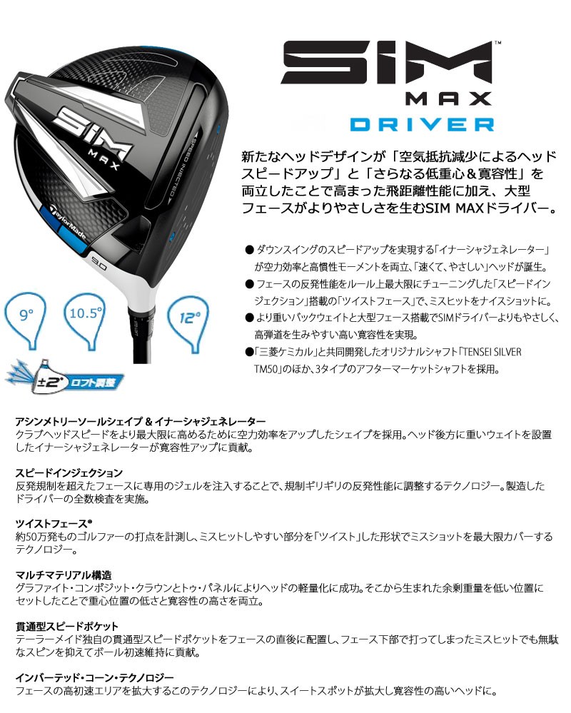 セール テーラーメイド Sim Max ドライバー Speeder 661 Evolution Vi カーボンシャフト 日本仕様 ゴルフギアサージ 通販 Paypayモール