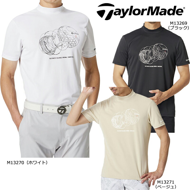 TaylorMade テーラーメイド モノグラム 総柄 半袖モックネックシャツ TaylorMade （セール）テーラーメイド ゴルフ メンズ T-ICE