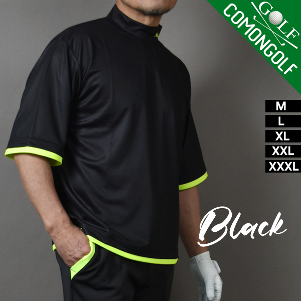 COMONGOLF ゴルフウェア メンズ 半袖 夏 モックネック 吸汗速乾