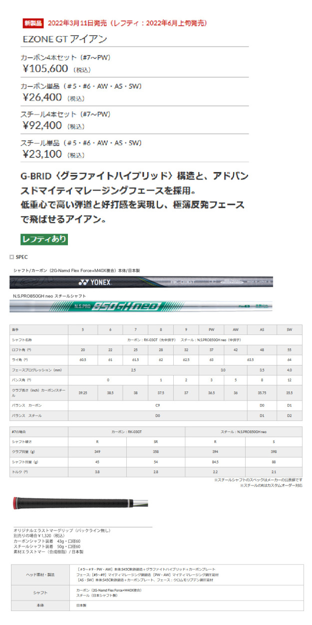 カスタム ヨネックス EZONE GT アイアン YONEX GOLF レクシス カイザ-i