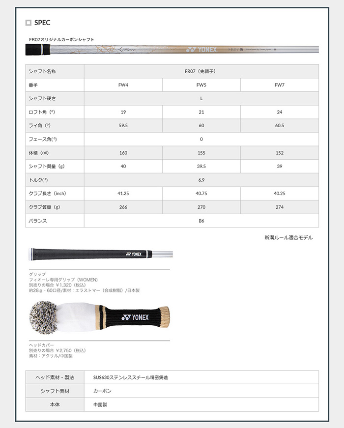 YONEX フェアウェイウッド レディース（番手：4W）の商品一覧｜クラブ