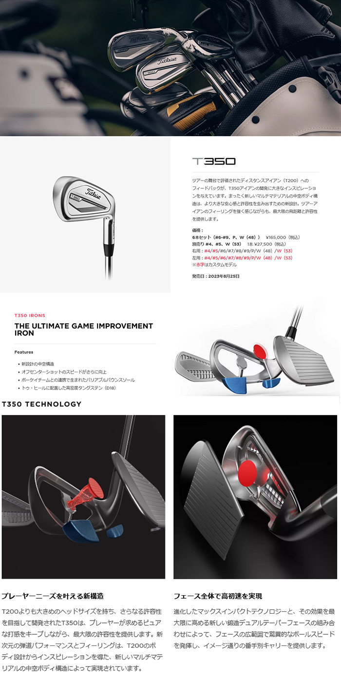 ゴルフクラブ カスタム 左用 24モデル タイトリスト T350 アイアン タイトリスト　3D325 特注  オーダーカスタム品 TITLEIST｜golfya72｜07