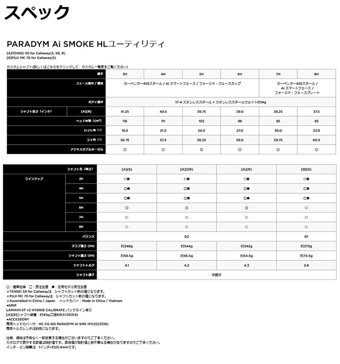 Callaway（キャロウェイ） カスタム PARADYM Ai SMOKE HL