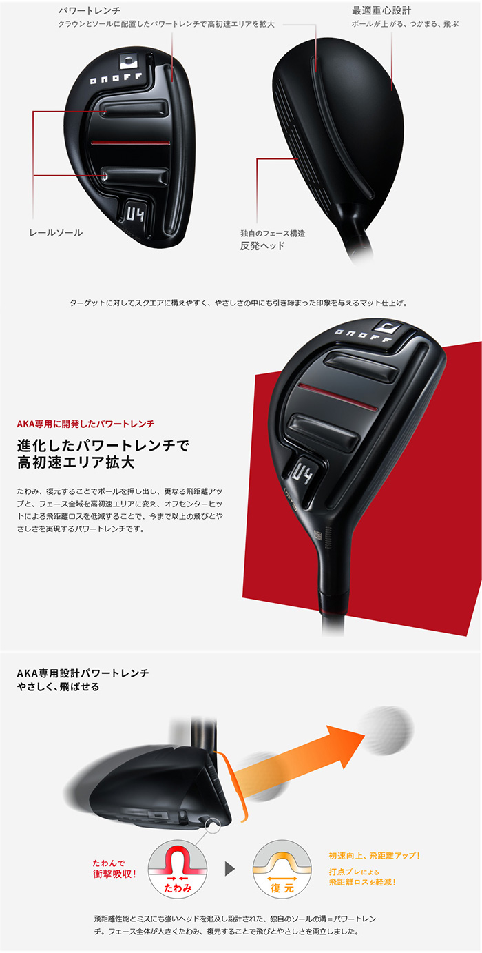 ゴルフクラブ カスタム 24モデル ONOFF AKA ユーティリティウィングス ATTAS MB HY 特注  オーダーカスタム品 赤オノフ CBTグリップ UT｜golfya72｜06