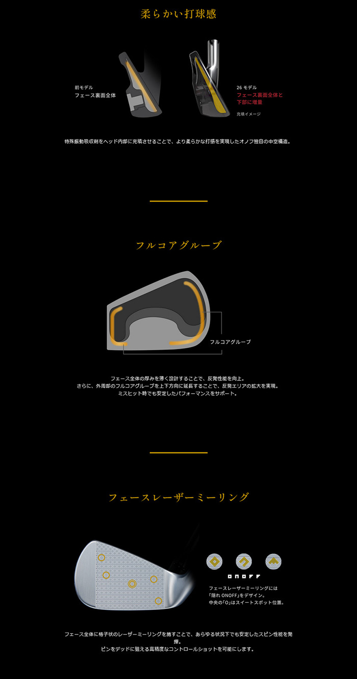 カスタム 26モデル ONOFF KURO アイアンセットREPULSION KICK ST90/ST105 特注  オーダーカスタム品 黒オノフ カスタムグリップ アイアンの画像