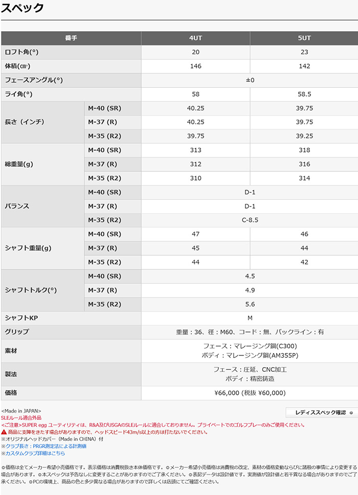ゴルフクラブ カスタム プロギア 26モデル SUPER egg 高反発ユーティリティ SPEEDER NX FOR PRGR 26モデル PRGR スーパーエッグ_6