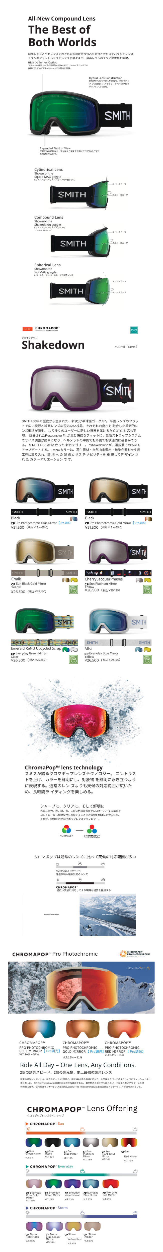 SMITH（スミス） ゴーグル SHAKEDOWN BLACK CP PRO PHOTOCHROMIC BLUE