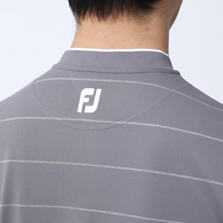 フットジョイ メンズ チョークストライプ半袖ブレードカラーシャツ FJ-S23-S03