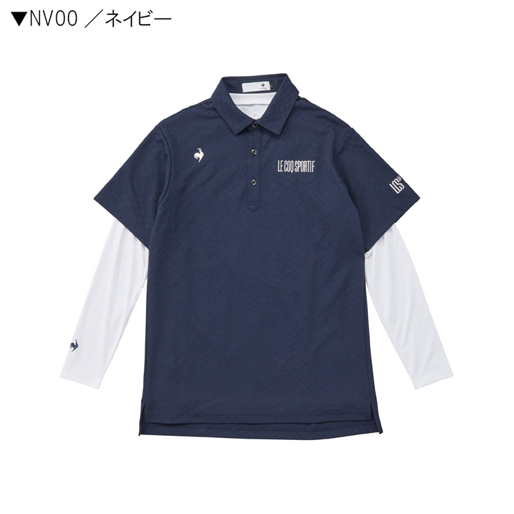【1回使用】2枚セット　ルコックスポルティフ　ゴルフ　シャツ　総柄　L メンズ ルコックスポルティフ ゴルフ le coq sportif golf インナー