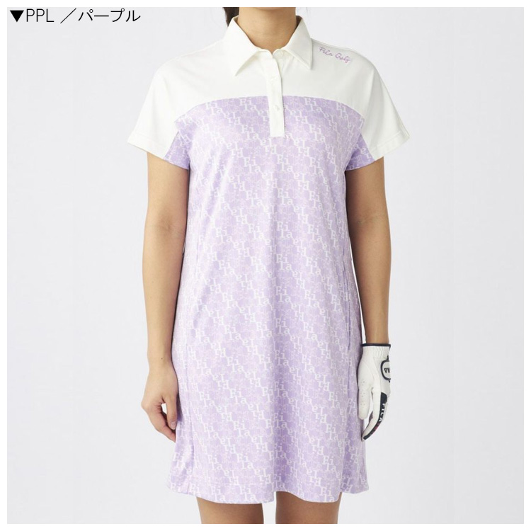 FILA - 大きいサイズ✨美品✨フィラゴルフ❣️ポロシャツ　ワンピース　総柄　Fロゴ刺繍　XL 大きいサイズ✨美品✨フィラゴルフ❣️ポロシャツ ワンピース 総