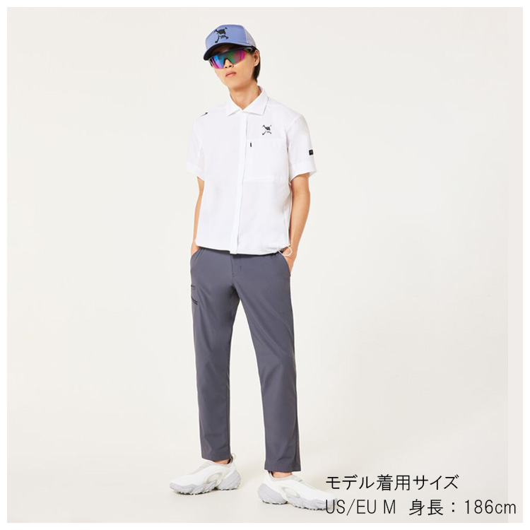オークリー ミニ襟 シャツ 半袖 ロゴ スカル コレクション ホワイト M OAKLEY オークリー 半袖シャツ スカル エアレート ハイブリッド