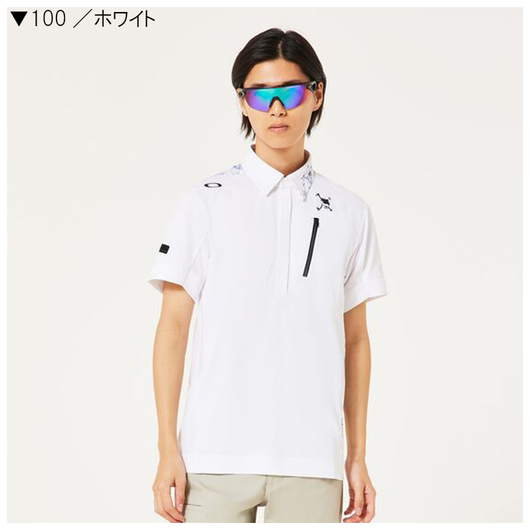 OAKLEY スカル　刺繍　ボタン　シャツ　半袖　洗える OAKLEY（オークリー） 半袖シャツ スカル ウォーターバレットシャツ