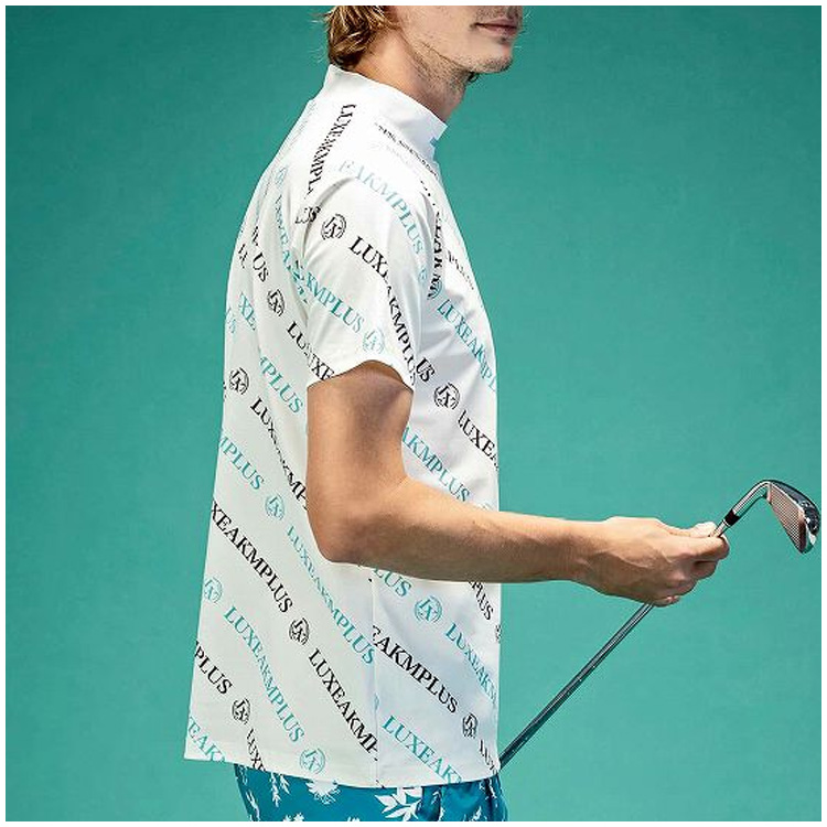 LUXEAKMPLUS 24SS ボタニカル半袖モックネックTシャツ ゴルフ LUXEAKMPLUS(リュクスエイケイエムプラス)ゴルフ ボタニカル半袖
